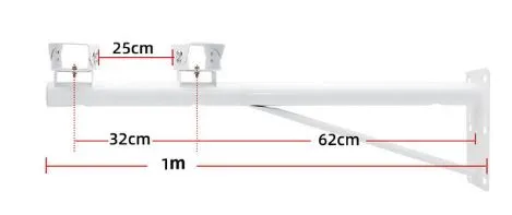 Brazo Dual de 1m para Cámaras CCTV con Abrazaderas a Poste