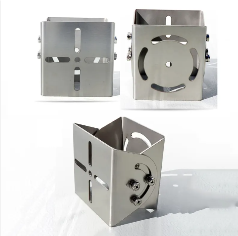 Soporte de cámara de placa en acero inoxidable (base para poste)